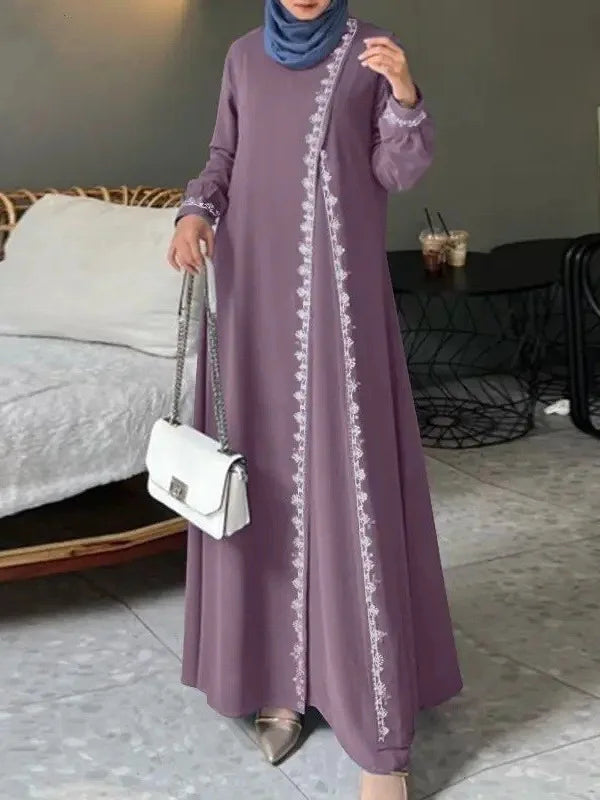 Robe Longue Femme en Dentelle – Manches Longues, Style Bohème Luxueux