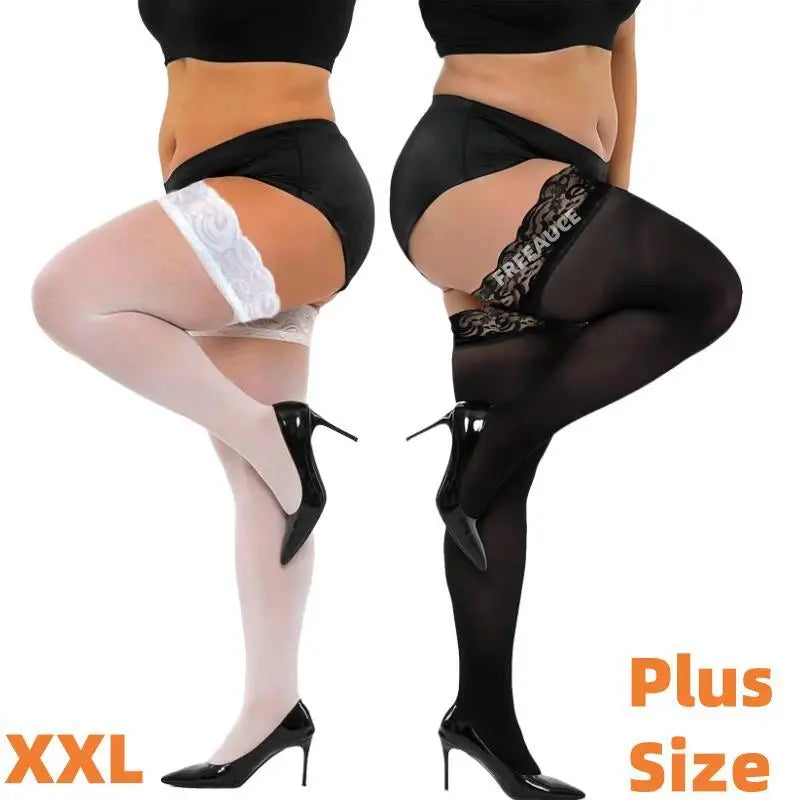 Bas Dentelle Noirs Grande Taille – Ultra-Fins & Sexy | Cuisse Haute | XXXXL