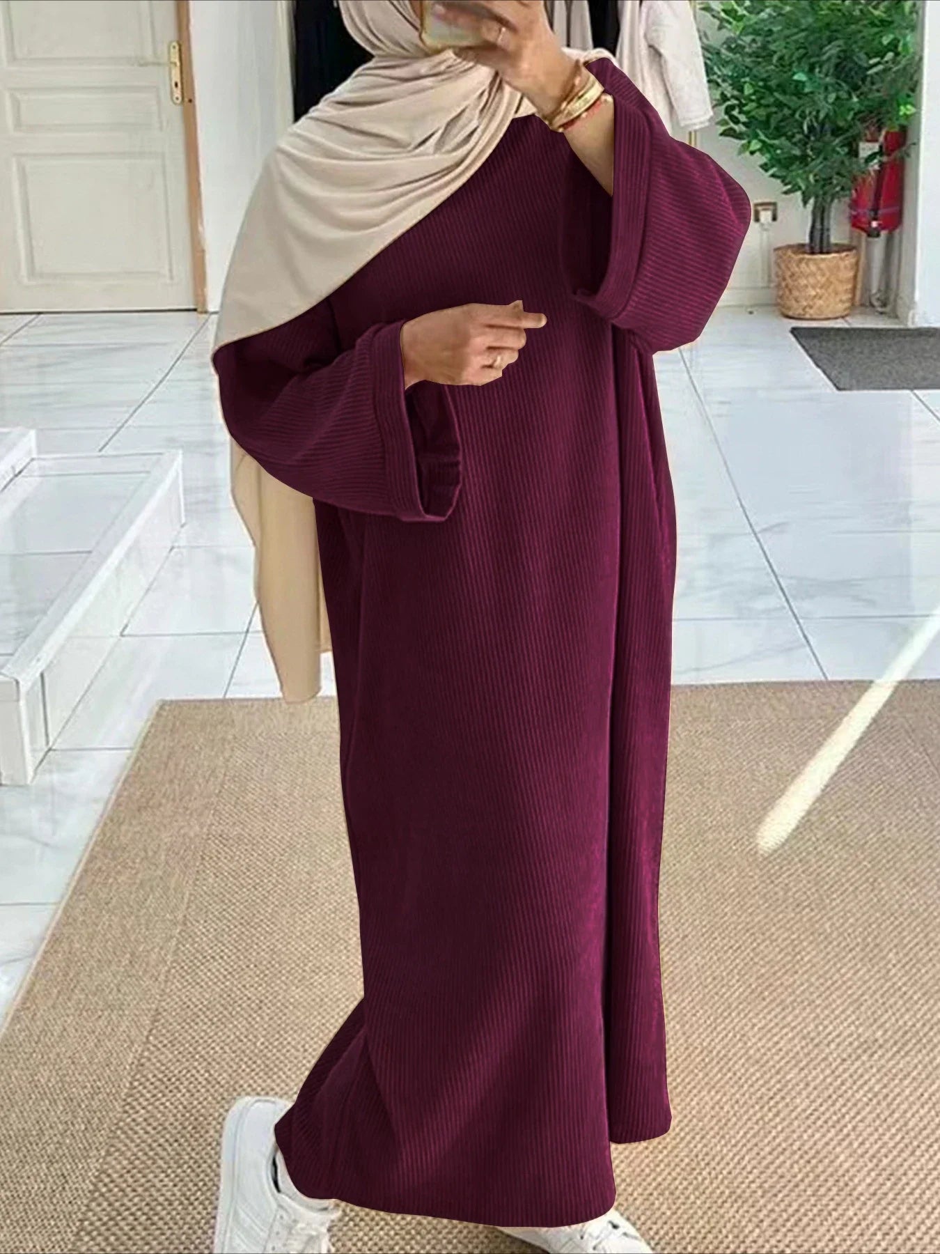 Robe Abaya Musulmane Eid – Jalabiyah Maroc, Arabie Saoudite | Automne-Hiver | S-XXL
