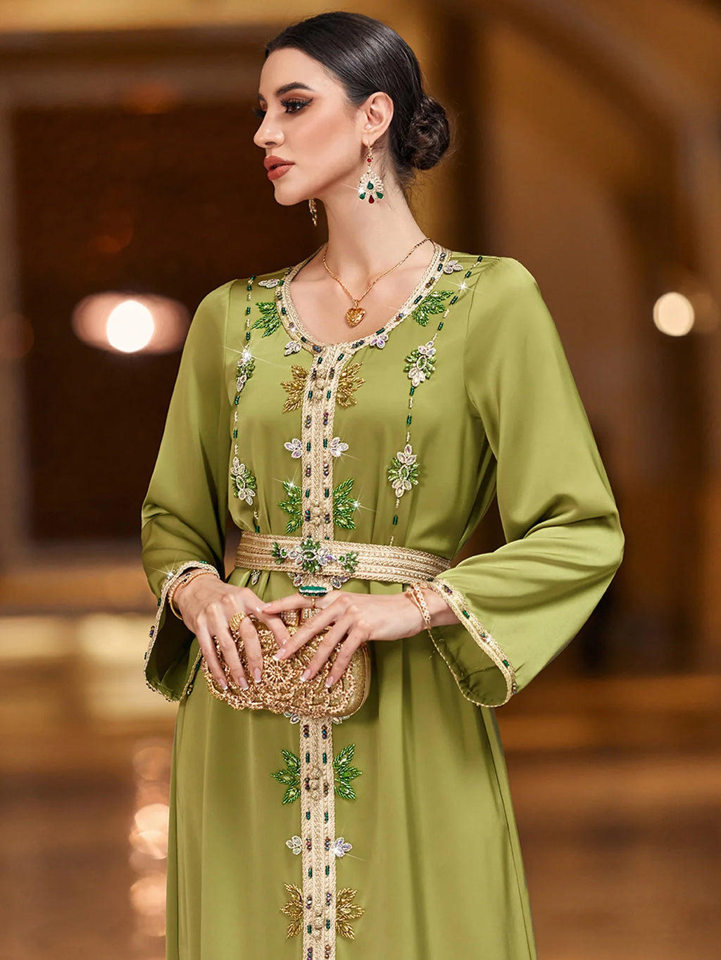 Abaya Diamonds Luxe Dubai – Kaftan Soirée Marocain | Turquie, Maroc | S-XXL