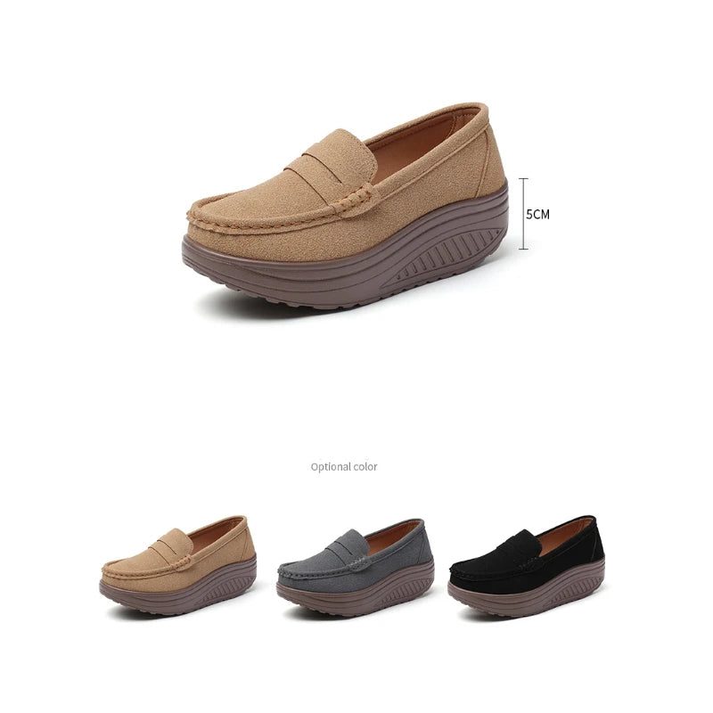 Mocassins Plateforme Femme – Suède & Slip-On Élégants | 36-41