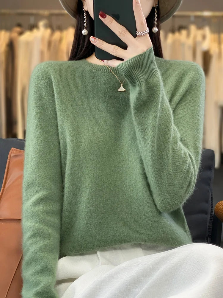 Pull Cachemire Laine Mérinos Femme – Col Rond, Doux & Chaud | Toutes Saisons
