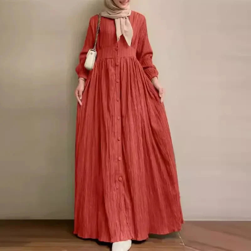 Robe Abaya Élégante Manches Bouffantes – Style Moyen-Orient