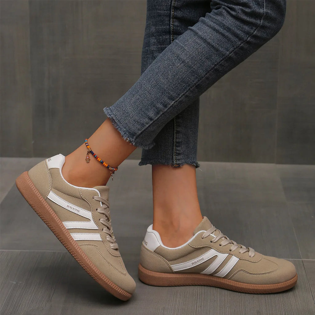 Sneakers Bicolores Femme – Cuir PU & Semelle Vulcanisée | Lacets | 36-41