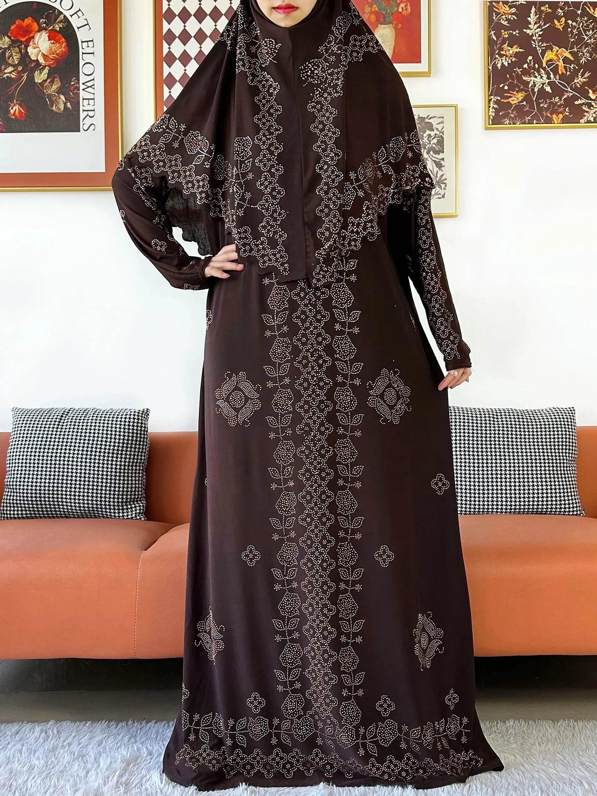 Ensemble 2 Pièces Hijab & Robe Prière – Abaya Islamique Ramadan | S-XXL