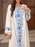 Robe Longue Florale Élégante – Coupe Ample & Manches Longues