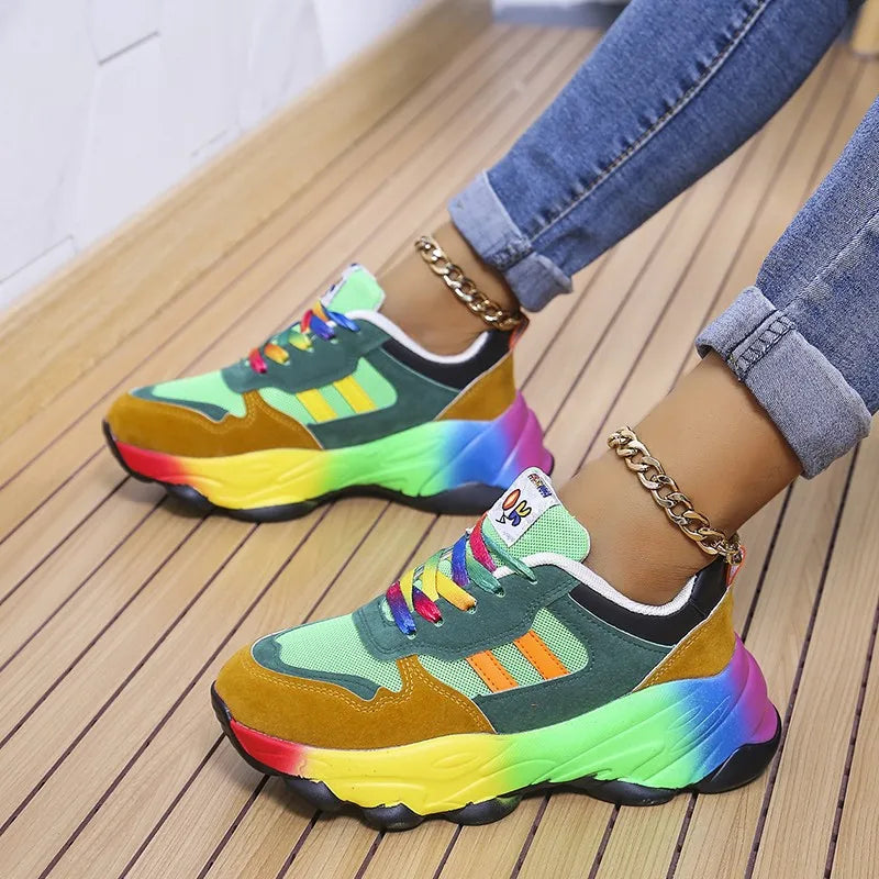 Sneakers Plateforme Colorées Femme – Running & Casual | Lacets | 36-41
