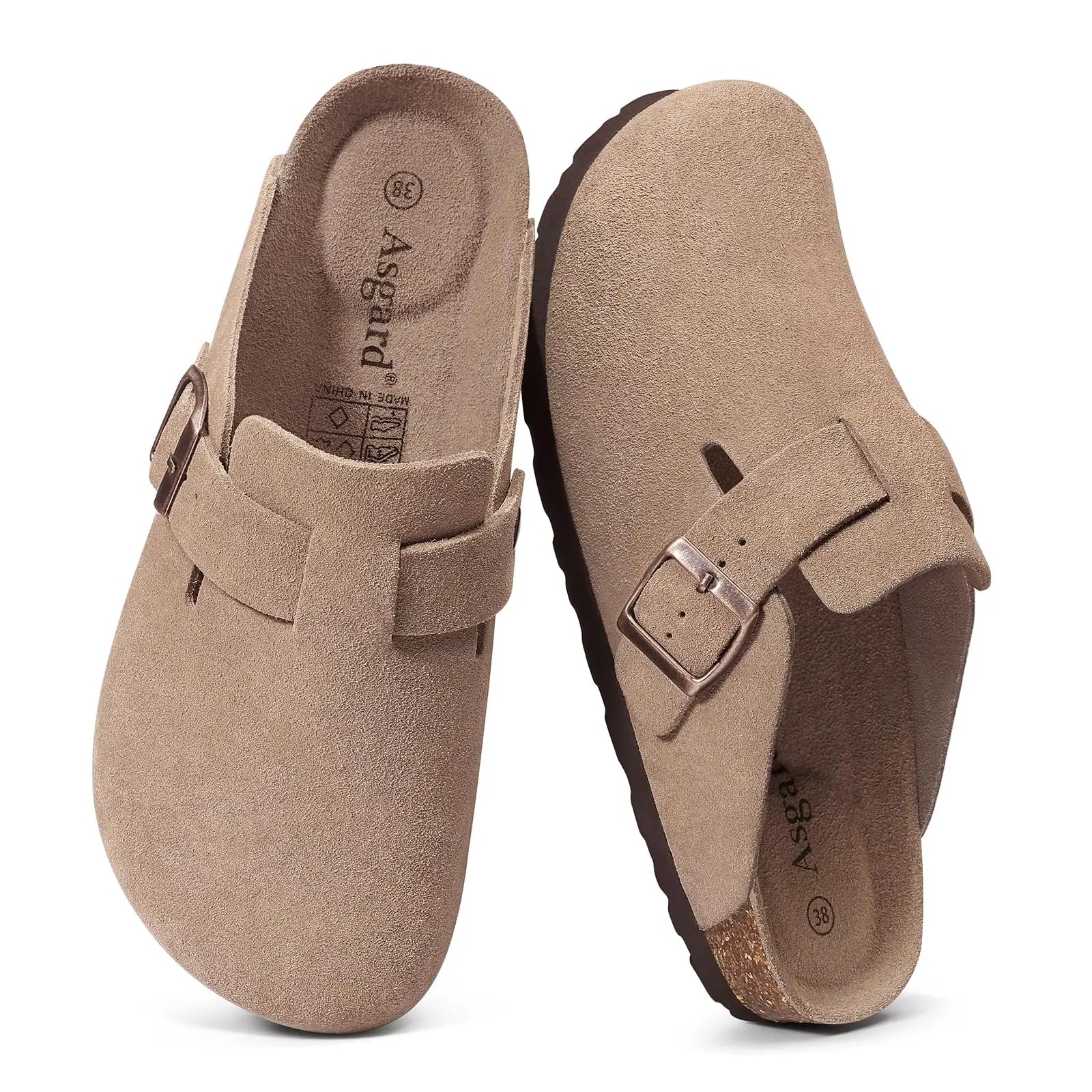 Sabots Suède Femme – Semelle Liège & Support Plantaire | Boucle Réglable