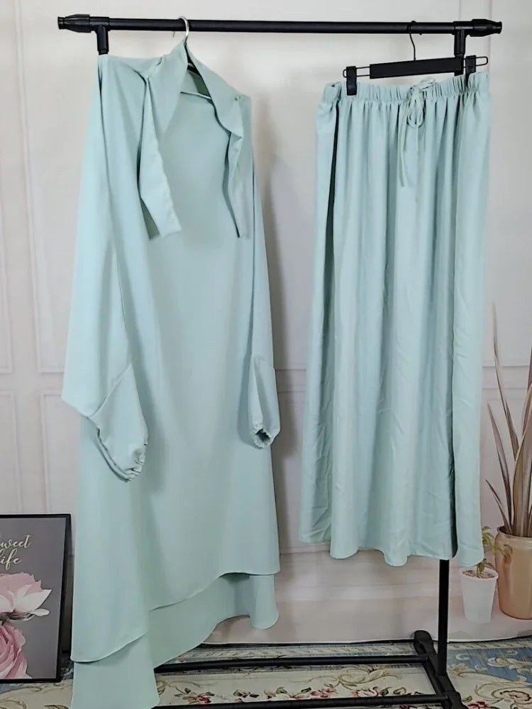 Ensemble Khimar Long & Jupe – Abaya Prière Ramadan Eid | Dubai | S-XXL