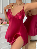 Nuisette Col V Dos Nu – Dentelle & Halter | Rouge | S-XL