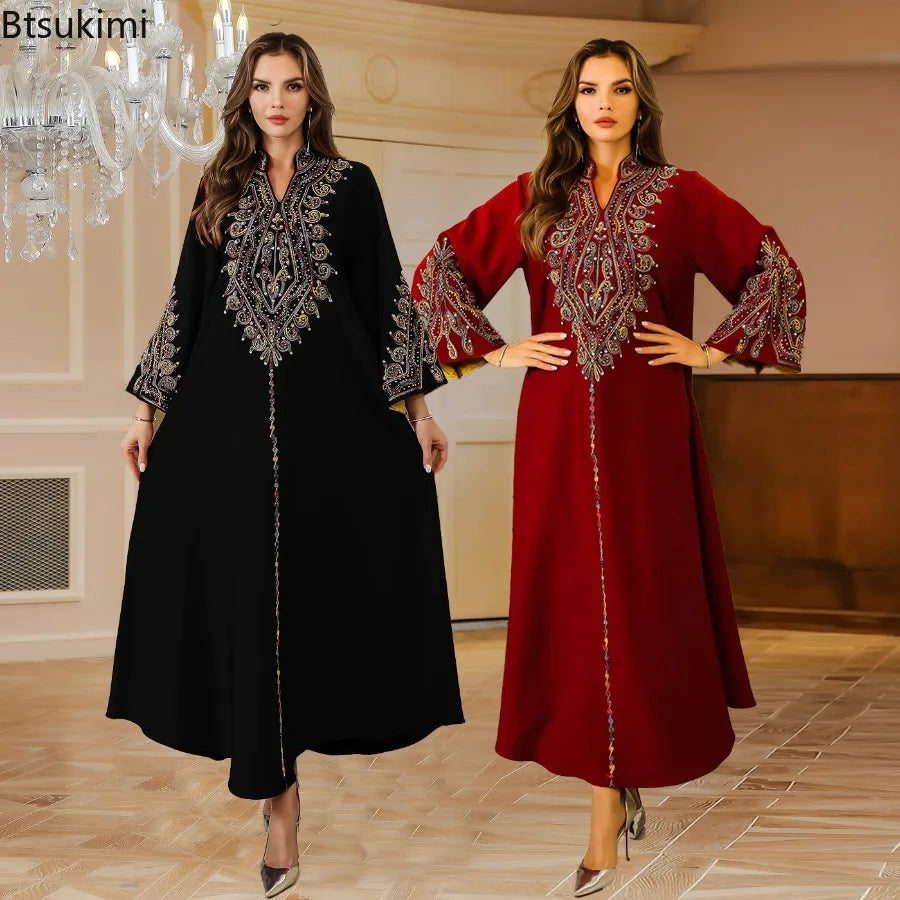 Robe de Soirée Longue Brodée – Kaftan Luxueux Style Dubai & Orient