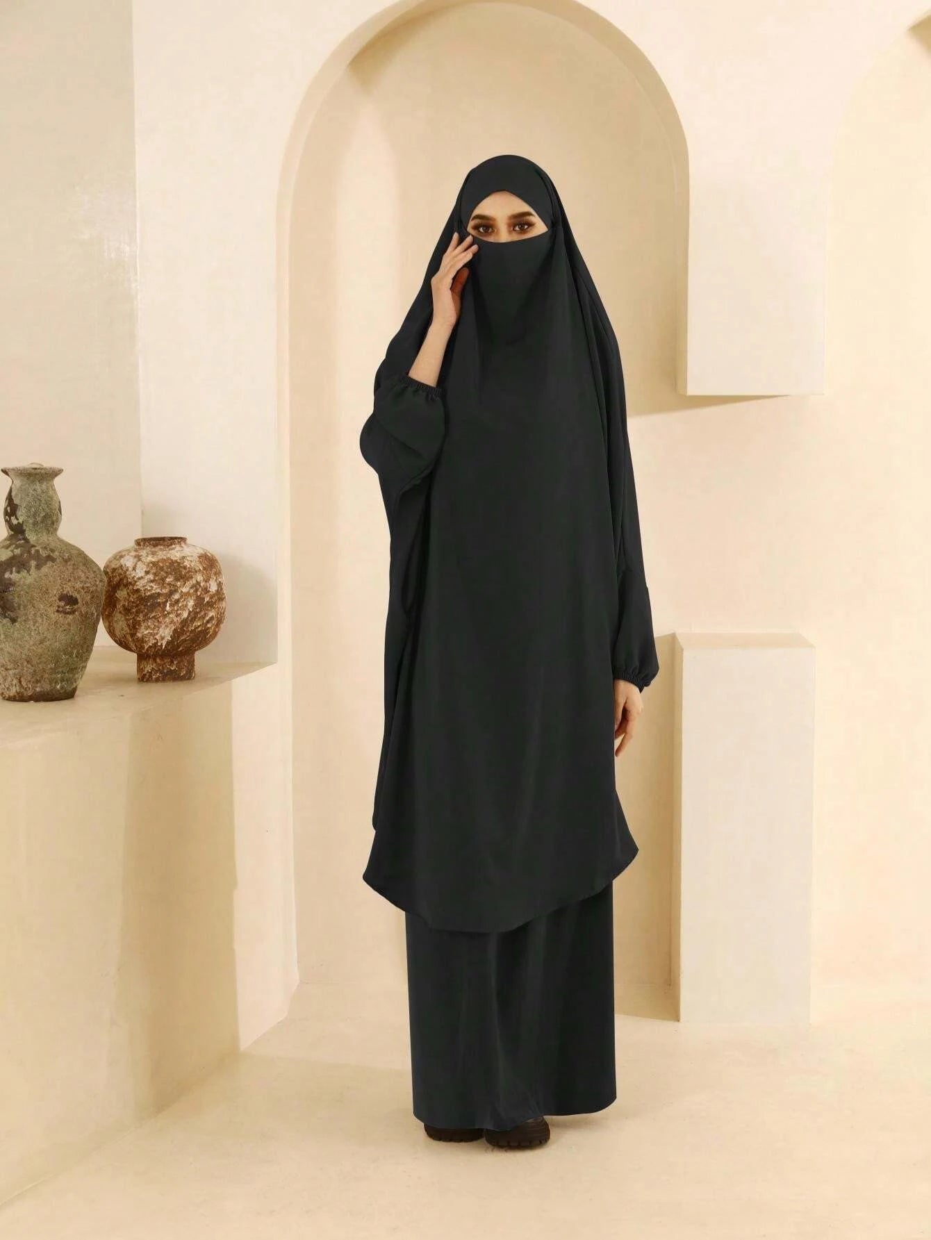 Ensemble Jilbab 2 Pièces – Hijab & Robe Longue Ramadan | Abaya Islamique | S-XXL