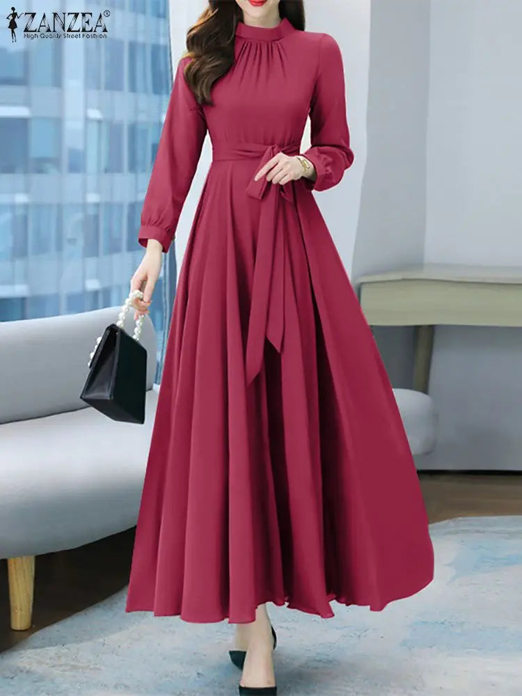 Robe Longue Vintage Manches Longues – Coupe A, Style Bohème Toutes Saisons