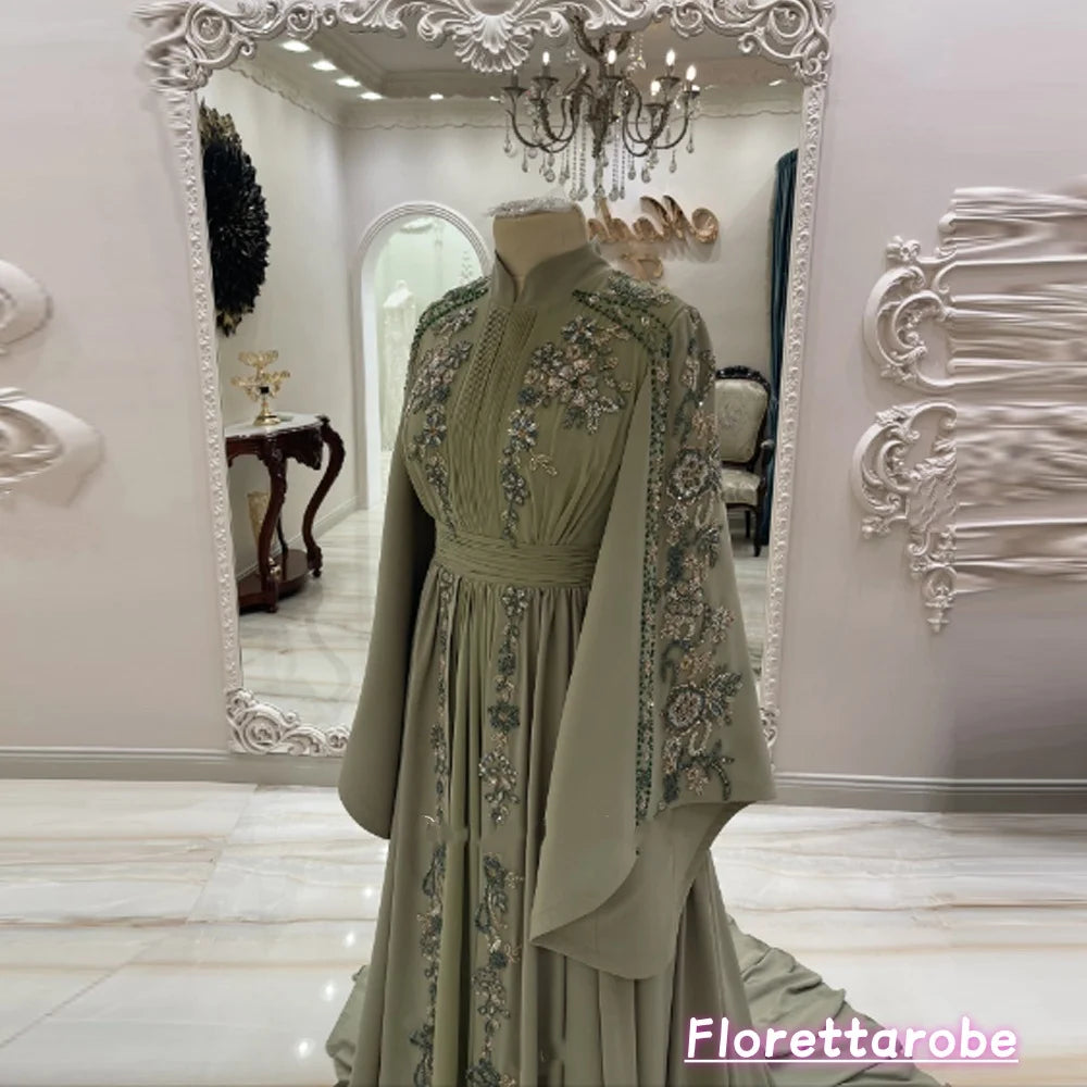 Robe de Soirée Kaftan Marocaine Sur Mesure – Chiffon & Broderies