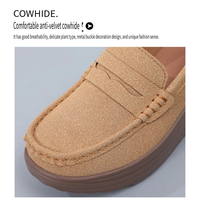 Mocassins Plateforme Femme – Suède & Slip-On Élégants | 36-41