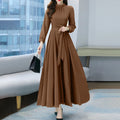 Robe Longue Vintage Manches Longues – Coupe A, Style Bohème Toutes Saisons