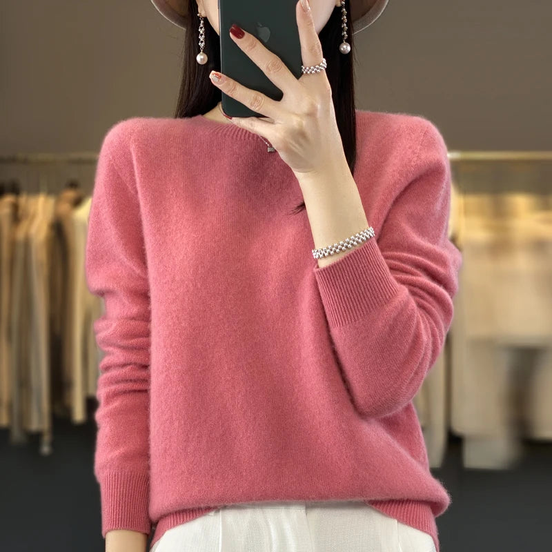 Pull Cachemire Laine Mérinos Femme – Col Rond, Doux & Chaud | Toutes Saisons