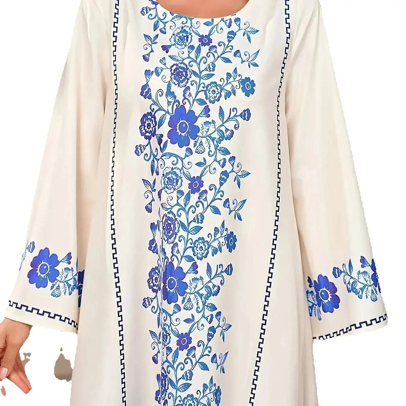 Robe Longue Florale Élégante – Coupe Ample & Manches Longues