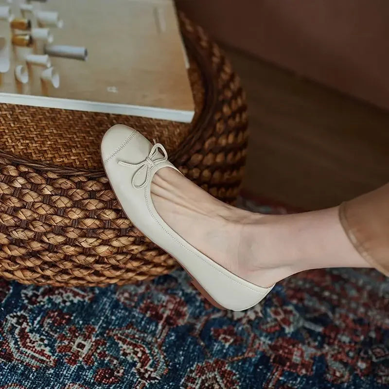Mocassins Kawaii Cuir & Nœud – Plates & Mignonnes | Rouge | 35-40