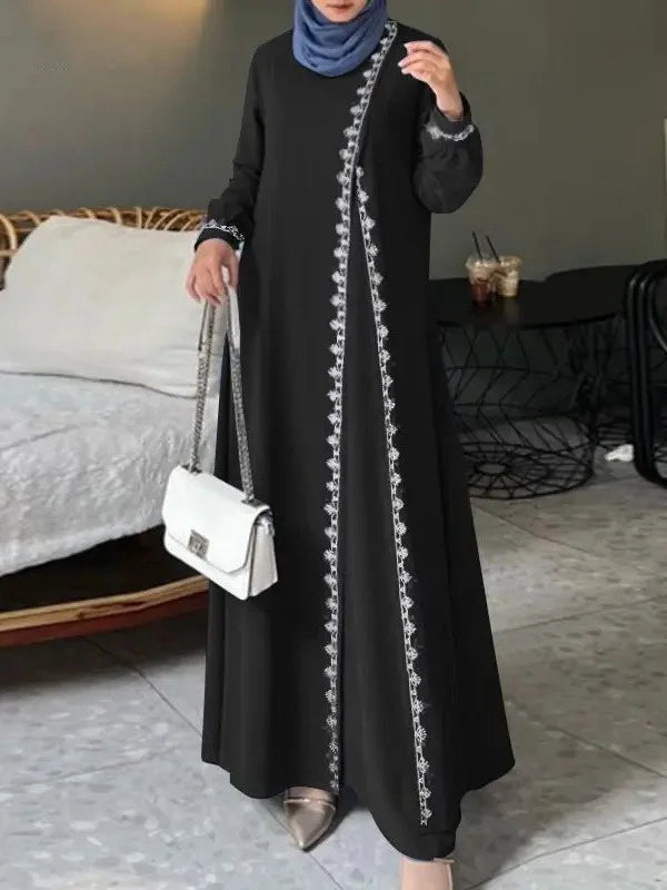 Robe Longue Femme en Dentelle – Manches Longues, Style Bohème Luxueux