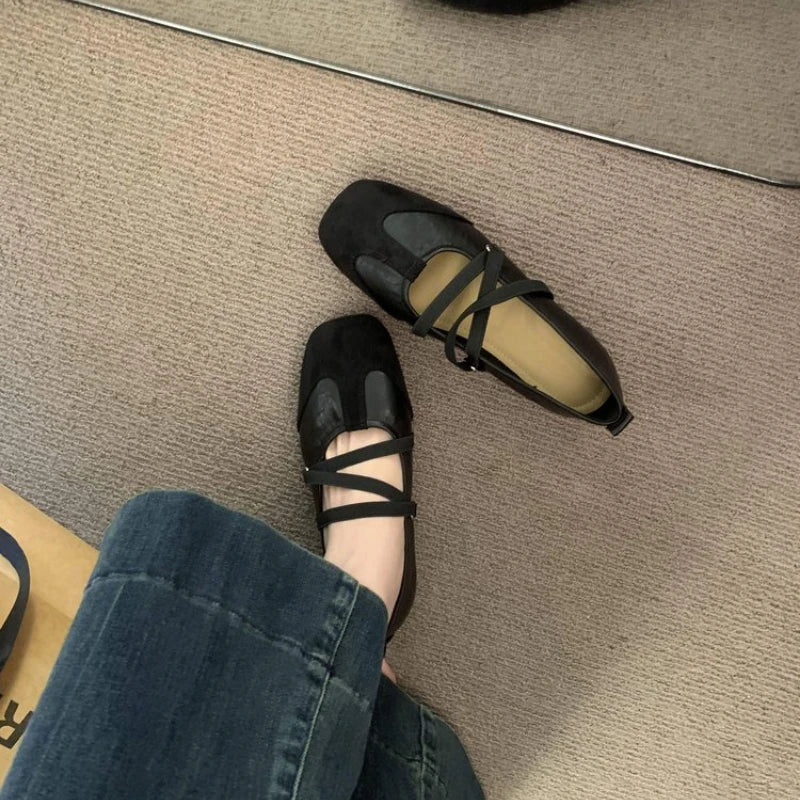 Ballerines Mary Jane Bout Carré & Croisillons – Style Vintage | Rouge, Noir, Argenté | 35-40