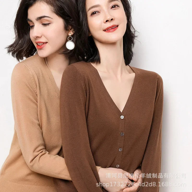 Cardigan Femme Col V Tricot – Court & Fashion | Bleu, Vert, Rose | S-XL