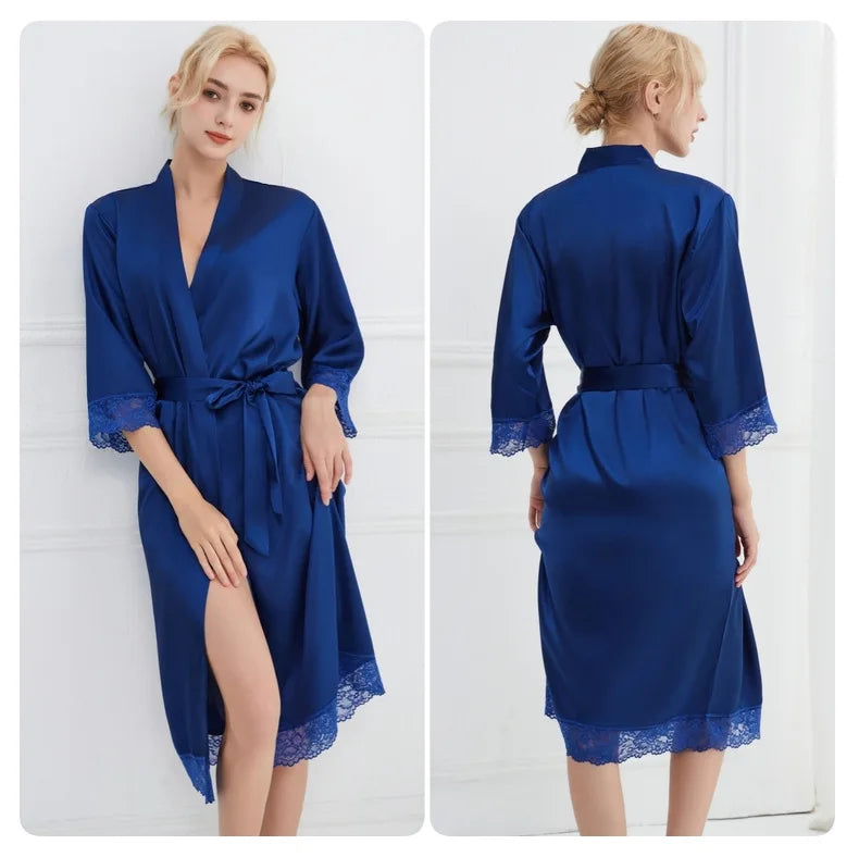 Kimono Robe Femme en Soie – Floral Long pour Mariée & Demoiselle d'Honneur