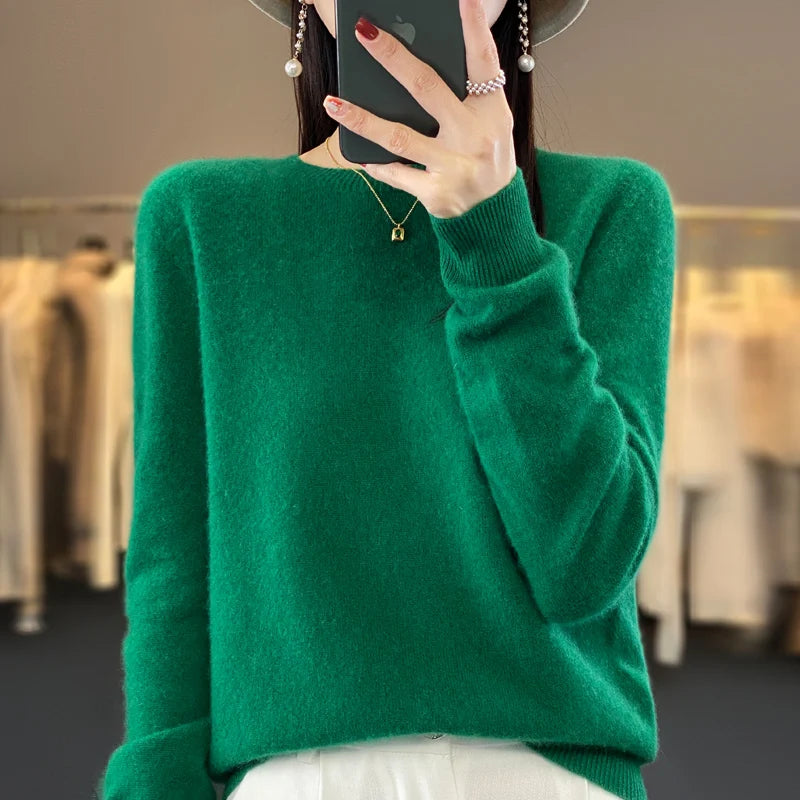 Pull Cachemire Laine Mérinos Femme – Col Rond, Doux & Chaud | Toutes Saisons