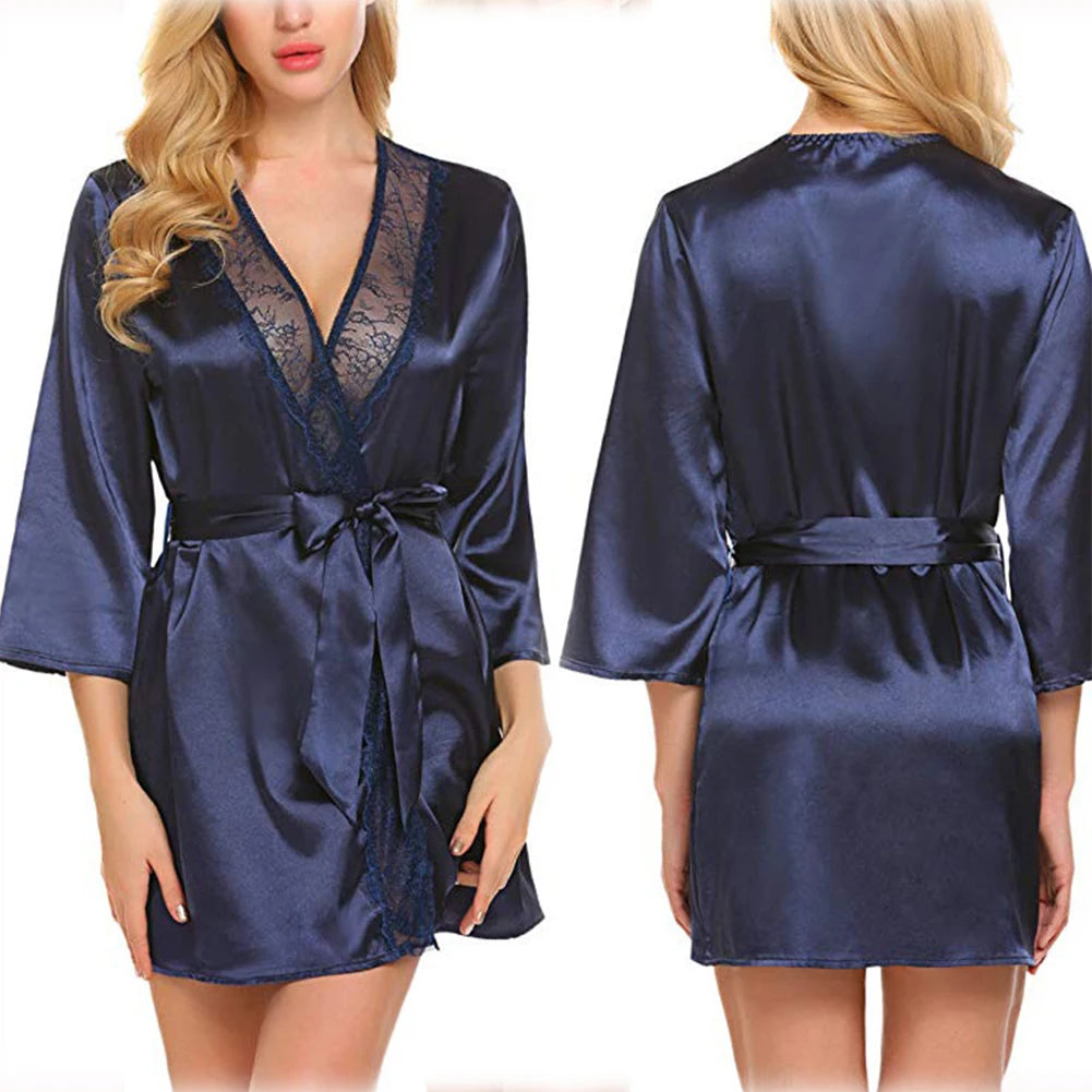 Peignoir en Satin Sexy – Robe de Chambre Femme