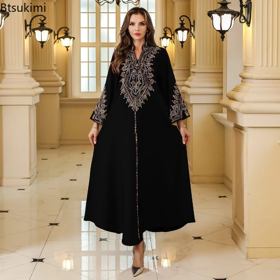 Robe de Soirée Longue Brodée – Kaftan Luxueux Style Dubai & Orient