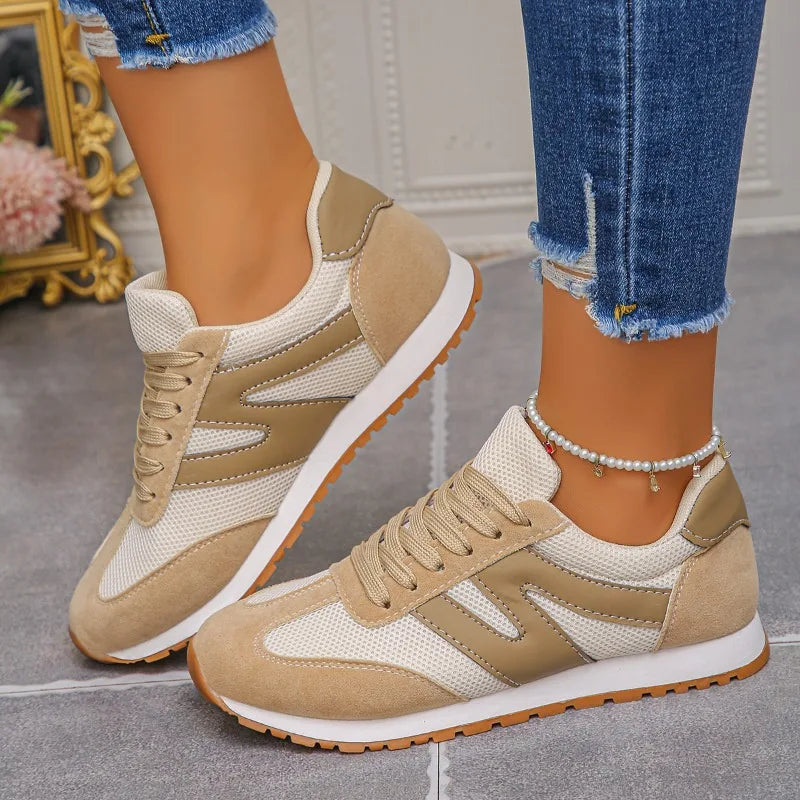 Sneakers Rétro Patchwork Femme – Mesh Léger & Confortables | 36-41
