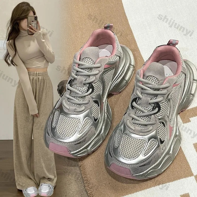 Sneakers Chunky Semelle Épaisse Femme – Respirantes & Rehaussantes | 36-41
