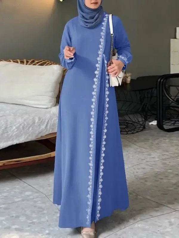 Robe Longue Femme en Dentelle – Manches Longues, Style Bohème Luxueux