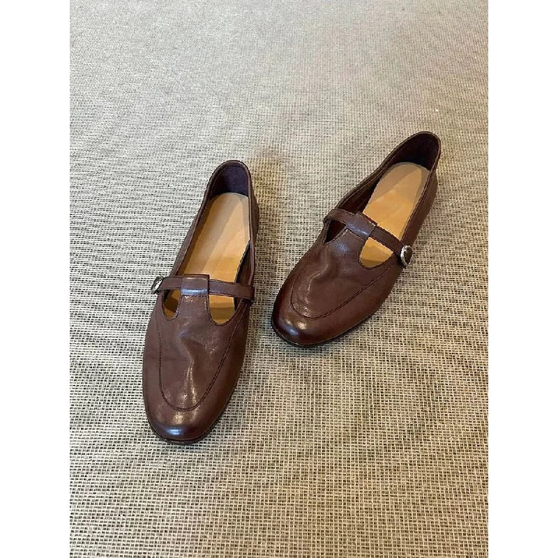 Mocassins Mary Jane Vintage Bout Carré – Cuir Souple & Style Britannique | 35-40