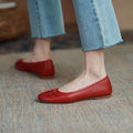 Mocassins Kawaii Cuir & Nœud – Plates & Mignonnes | Rouge | 35-40