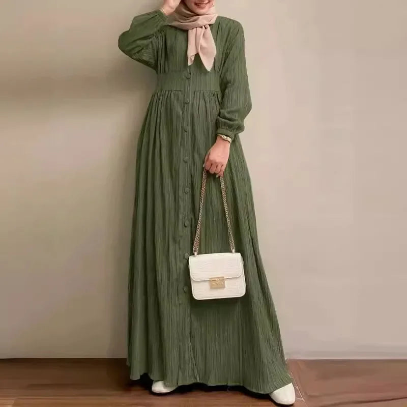 Robe Abaya Élégante Manches Bouffantes – Style Moyen-Orient