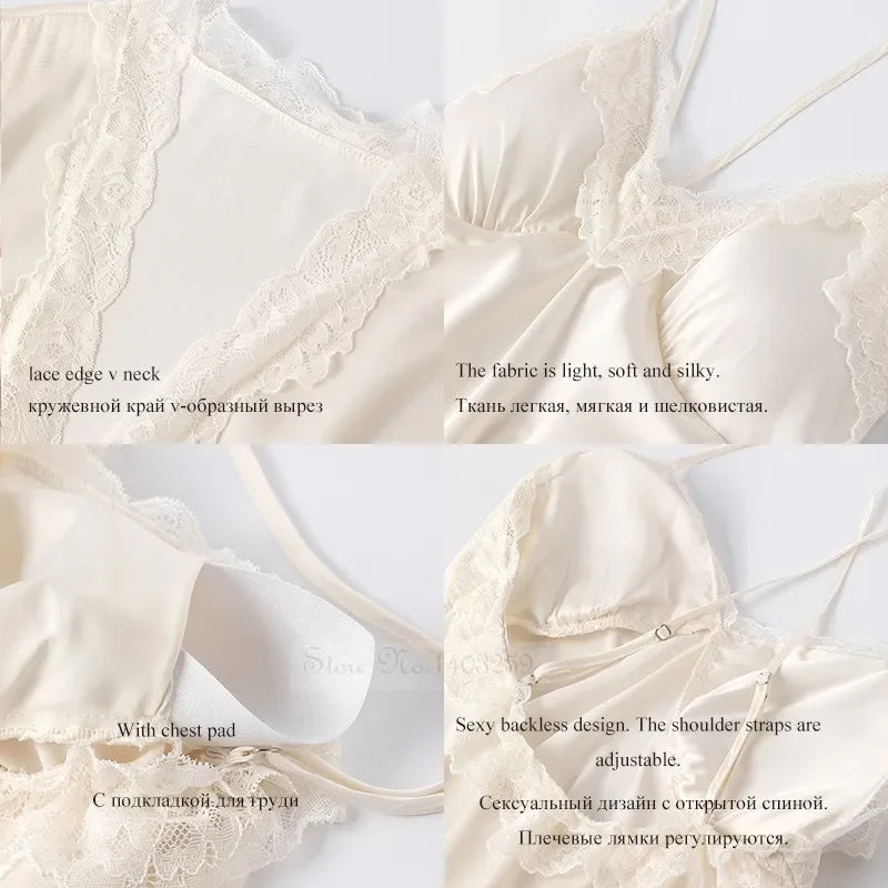 Ensemble Peignoir & Nuisette Satin – Dentelle Séduisante Toutes Saisons