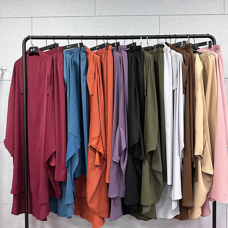 Ensemble Jilbab 2 Pièces – Hijab & Robe Longue Ramadan | Abaya Islamique | S-XXL