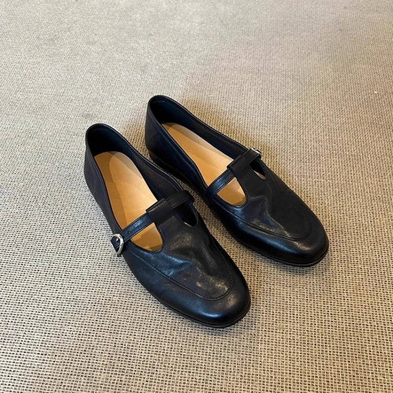 Mocassins Mary Jane Vintage Bout Carré – Cuir Souple & Style Britannique | 35-40