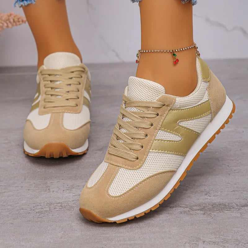 Sneakers Rétro Patchwork Femme – Mesh Léger & Confortables | 36-41