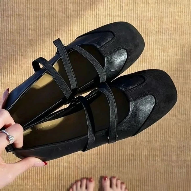 Ballerines Mary Jane Bout Carré & Croisillons – Style Vintage | Rouge, Noir, Argenté | 35-40