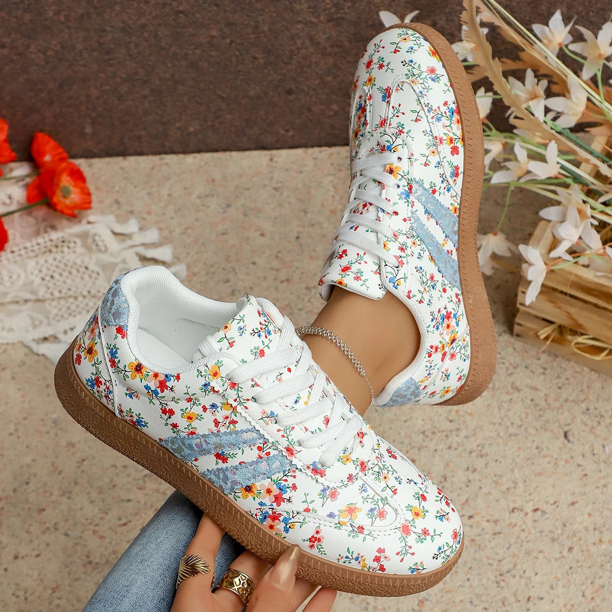 Sneakers Florales Femme – Respirantes & Légères | Style Casual | 36-41