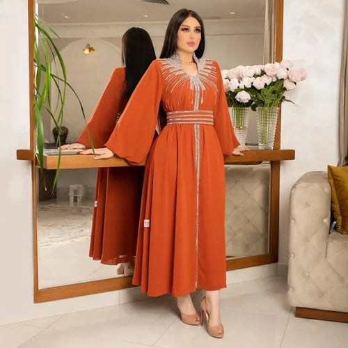 Abaya Luxe Diamonds Dubai – Kaftan Marocain Soirée | Élégante & Longue