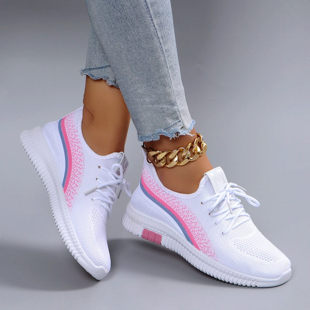 Sneakers Plates Mesh Respirant Femme – Légères & Confortables | Khaki, Rose | 37-41