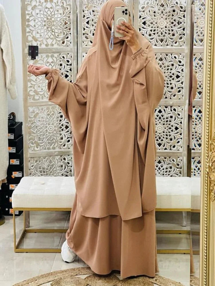 Ensemble Khimar Long & Jupe – Abaya Prière Ramadan Eid | Dubai | S-XXL