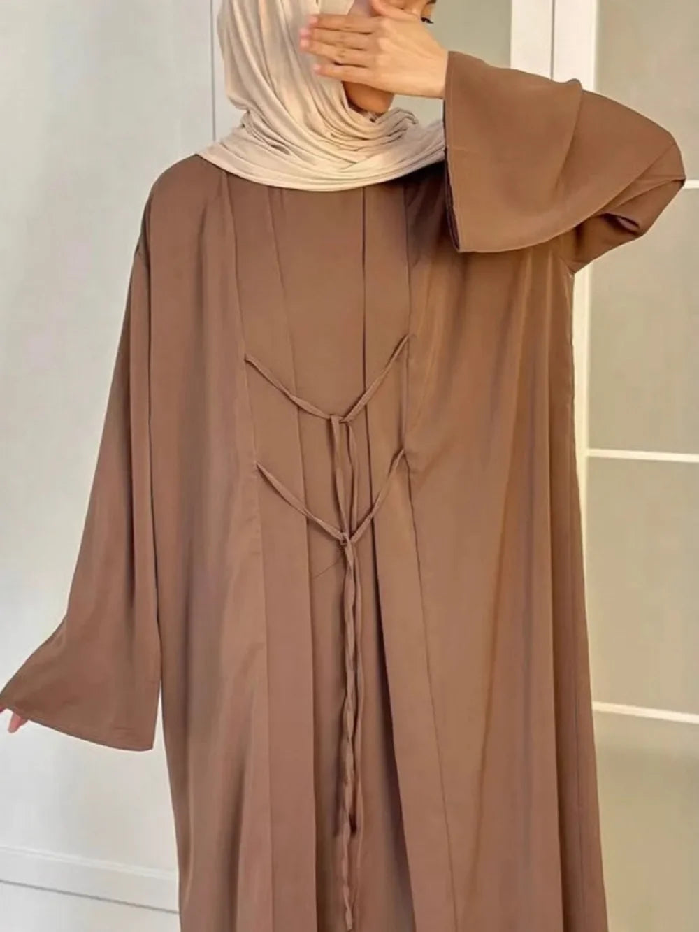 Ensemble Abaya Eid 2 Pièces Satin – Kaftan Jalabiyah Ramadan Dubai | S-XXL