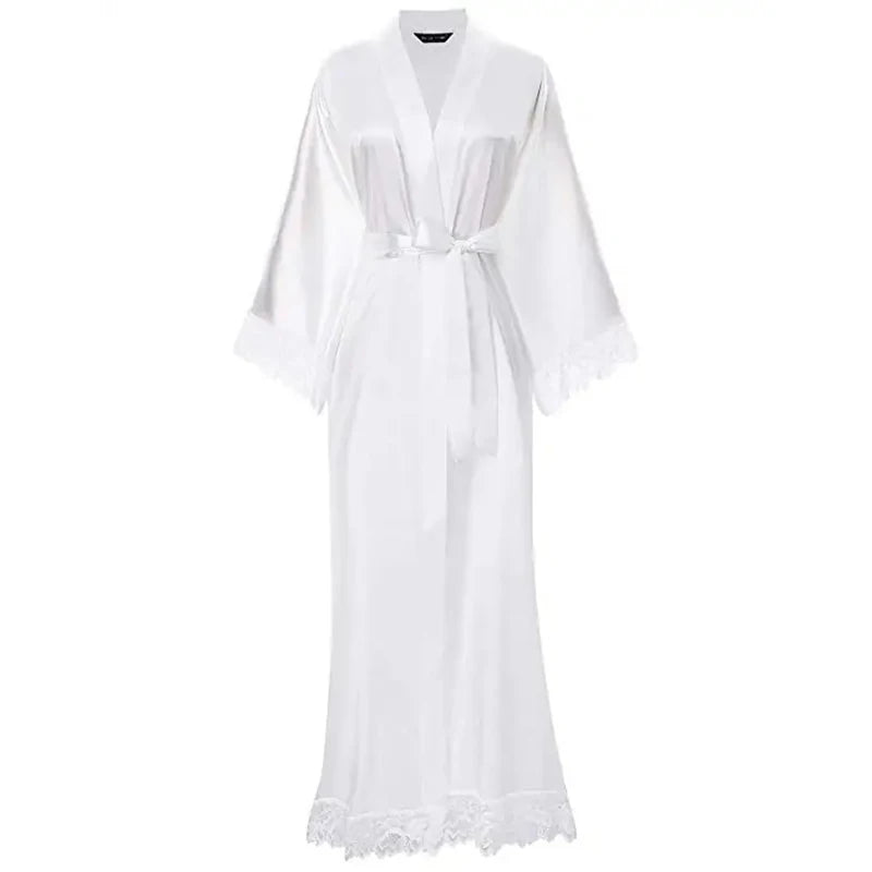 Kimono Robe Femme en Soie – Floral Long pour Mariée & Demoiselle d'Honneur