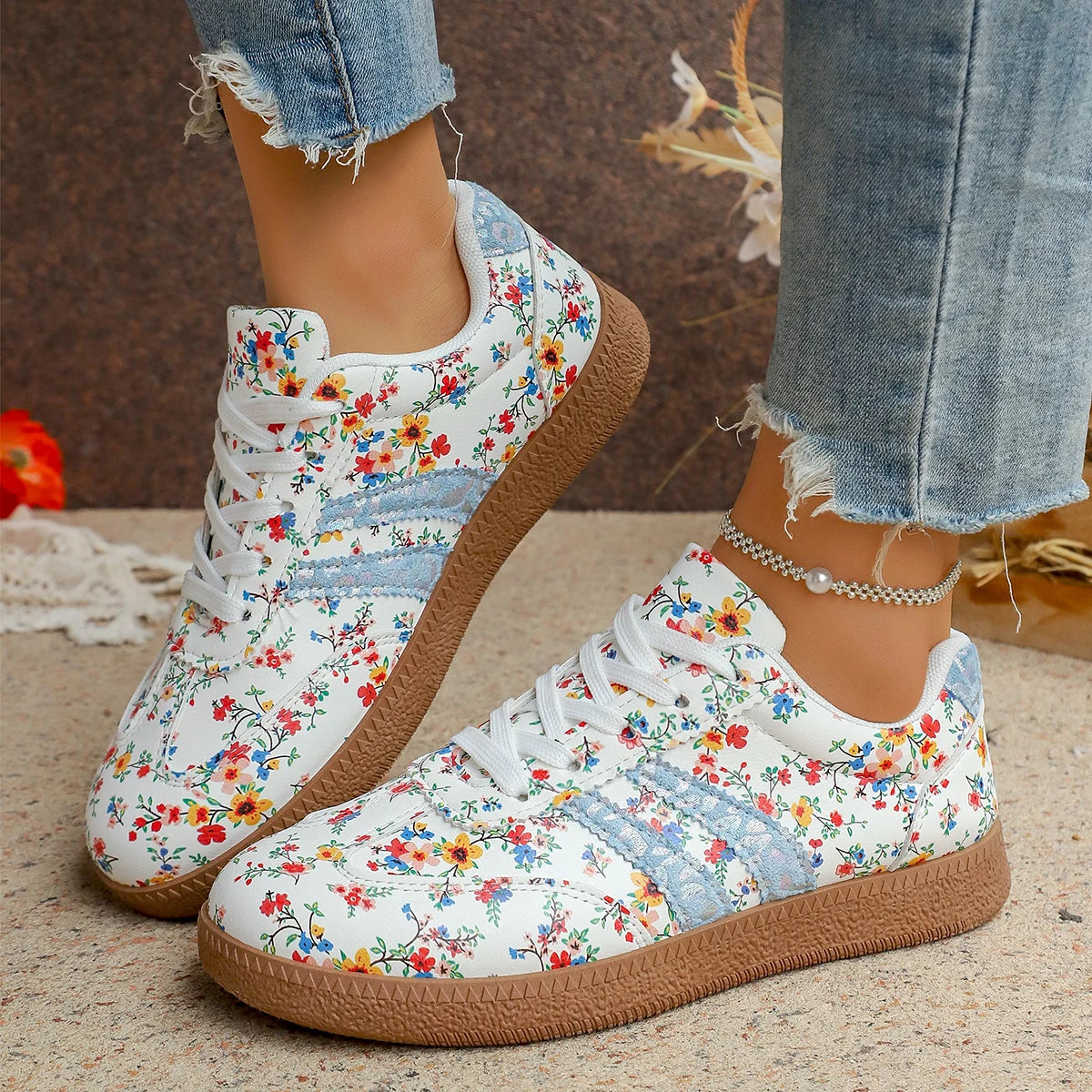 Sneakers Florales Femme – Respirantes & Légères | Style Casual | 36-41