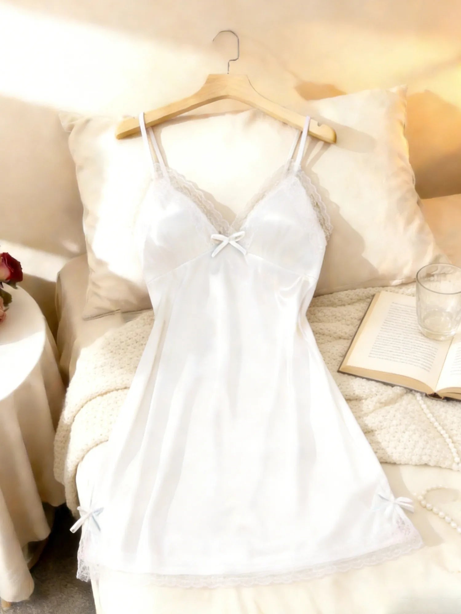 Camisole Nuisette Col V – Dentelle & Bretelles | Noir, Rouge, Rose, Blanc, Violet