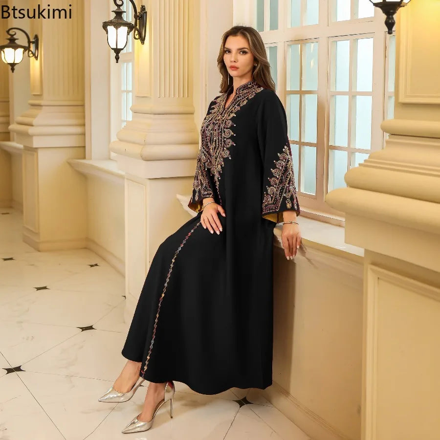 Robe de Soirée Longue Brodée – Kaftan Luxueux Style Dubai & Orient